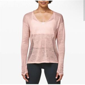 lululemon athletica Pale Pink V-Neck Lightweight Sweater